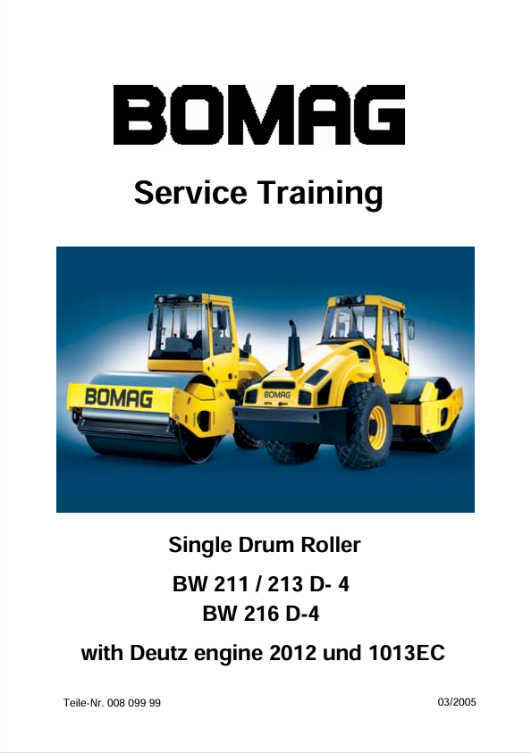 BOMAG BW213D-4 Deutz Engine Service Training Manual 00809999 PDF