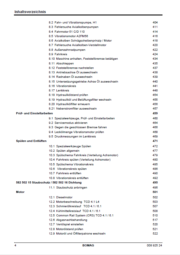 BOMAG BW216 DH-3 Roller Service Manual (Part No. 00809829)