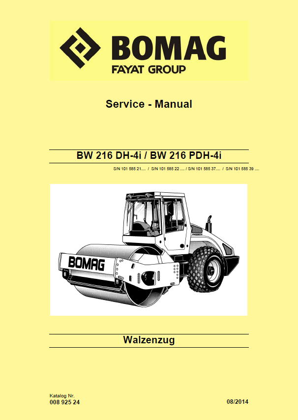 BOMAG BW216 DH-3 Roller Service Training Manual 00809829 PDF