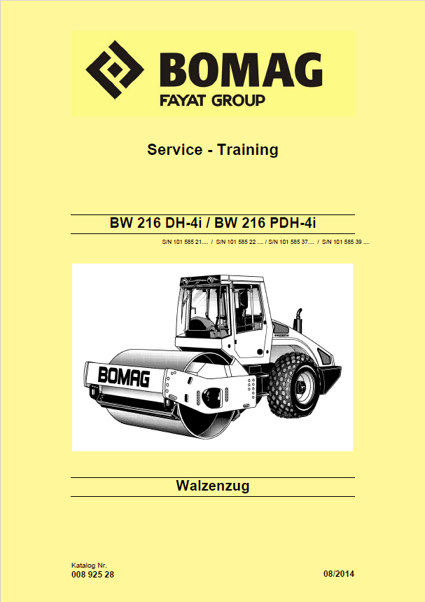 BOMAG BW216 PDH-4I Service Training Manual 00892528