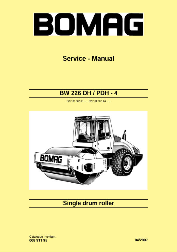 BOMAG BW226 PDH-4 Service Manual 00891195 PDF