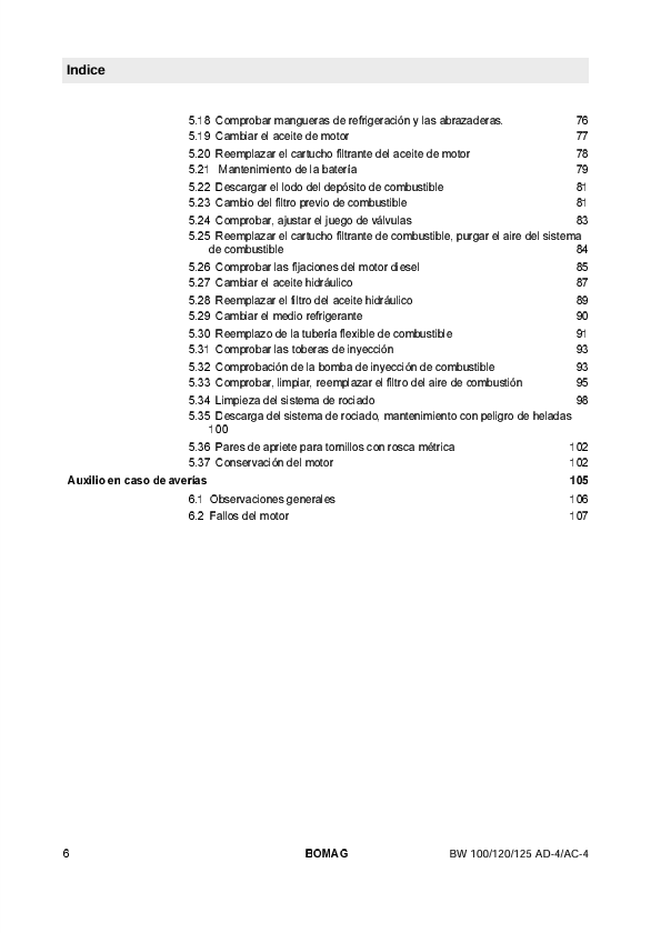 BOMAG BW 100 AD-4 - BW 125 AC-4 Manual Mantenimiento PDF