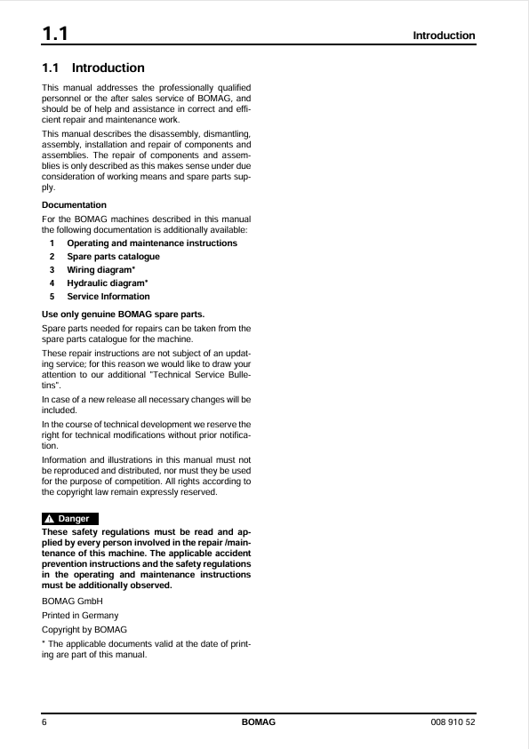 BOMAG BW 100 AD-4 - BW 125 AC-4 Repair Service Manual PDF