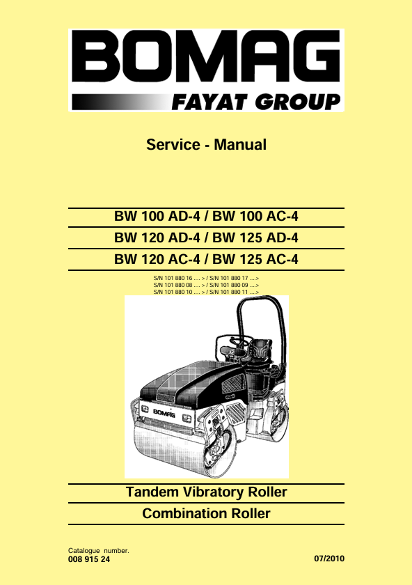 BOMAG BW 100 AD-4 - BW 125 AC-4 Service Manual 00891524 PDF