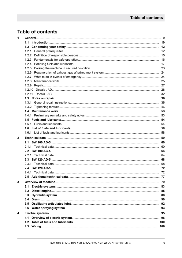 BOMAG BW 100 AD-5, BW 120 AD-5 Roller Service Manual PDF