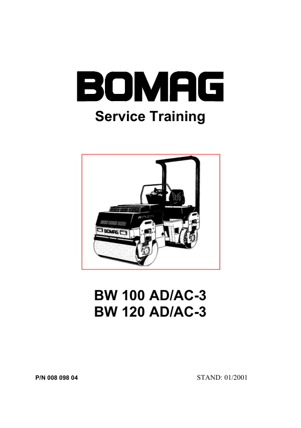 BOMAG BW 100 AD, AC-3, BW 120 AD, AC-3 Service Training Manual 00809804 PDF