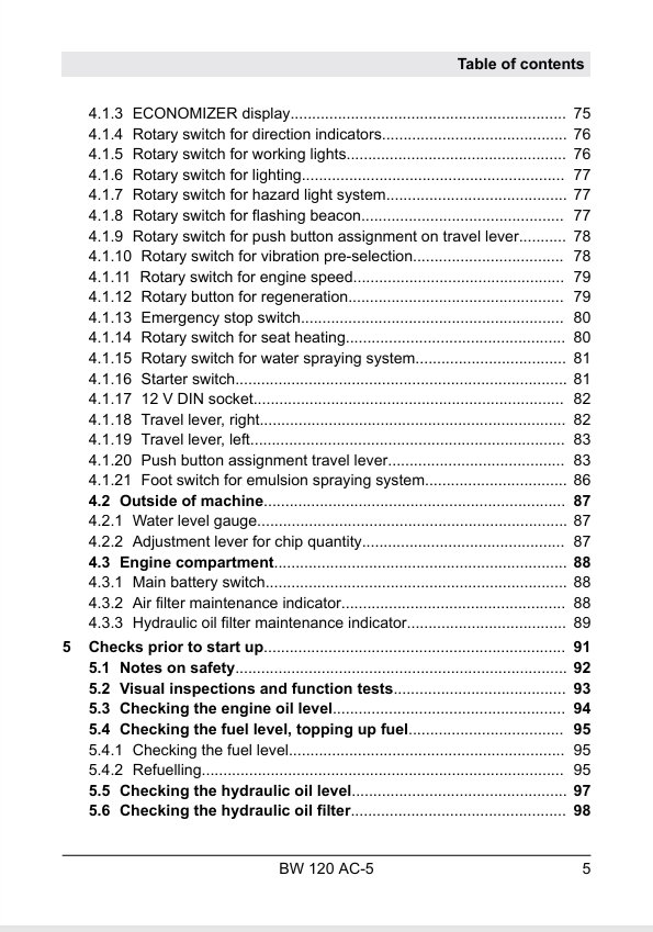 BOMAG BW 120 AC-5 Roller Instruction, Operating & Maintenance Manual PDF