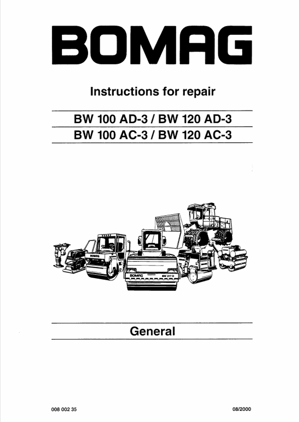 BOMAG BW 120 AD-3 Tandem Vibratory Roller Manual 00819371 PDF