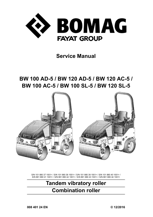 BOMAG BW 120 AD-5 Service Manual 00840124EN PDF