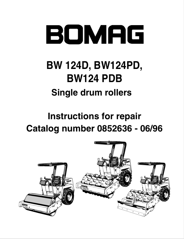 BOMAG BW 124D, BW124PD, BW124 PDB Operating Manual 0852636 PDF