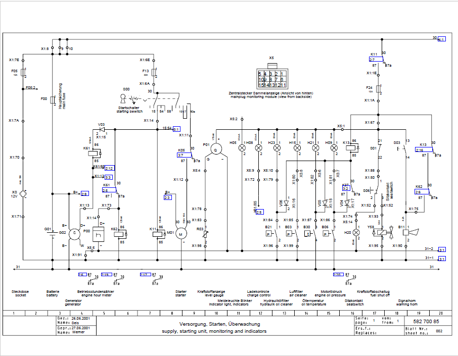 BOMAG BW 124 DH-3 Single Drum Vibratory Roller Electric and Hydraulic Schematic Diagram Manual (SN: 101581251003 - 101581259999)