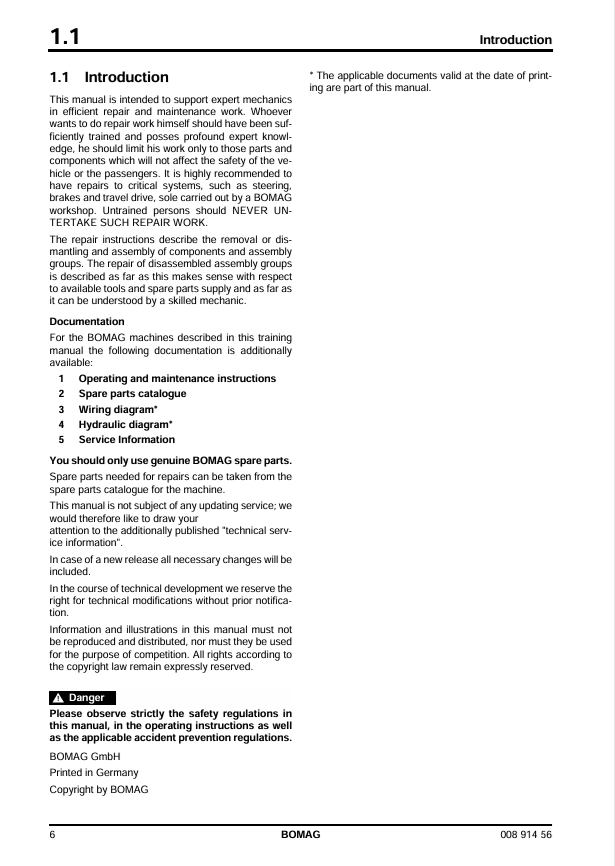 BOMAG BW 135 AD Roller Service Manual 10.2007 PDF