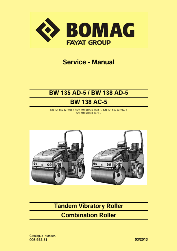 BOMAG BW 138 AD-5 Service Manual 03.2013 00892251 PDF