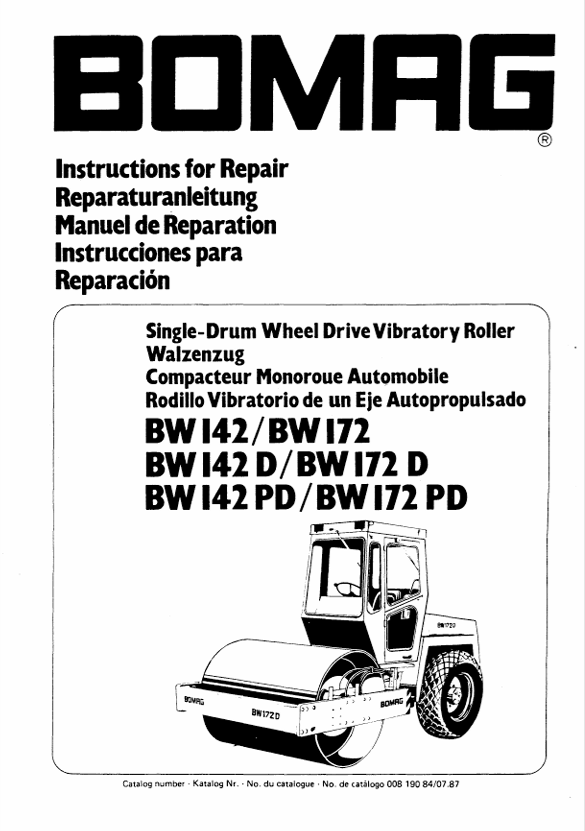 BOMAG BW 142D 00819084 Instructions for Repair Manual PDF