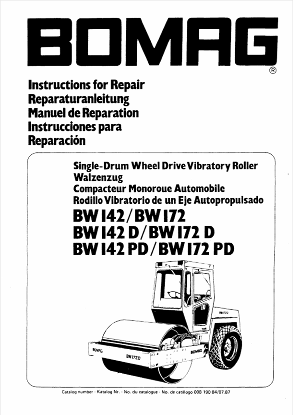 BOMAG BW 142 Instructions for Repair Manual PDF