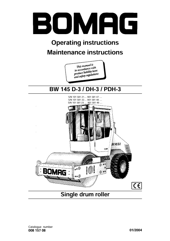 BOMAG BW 145 D-3/DH-3/PDH-3 Operating Manual PDF