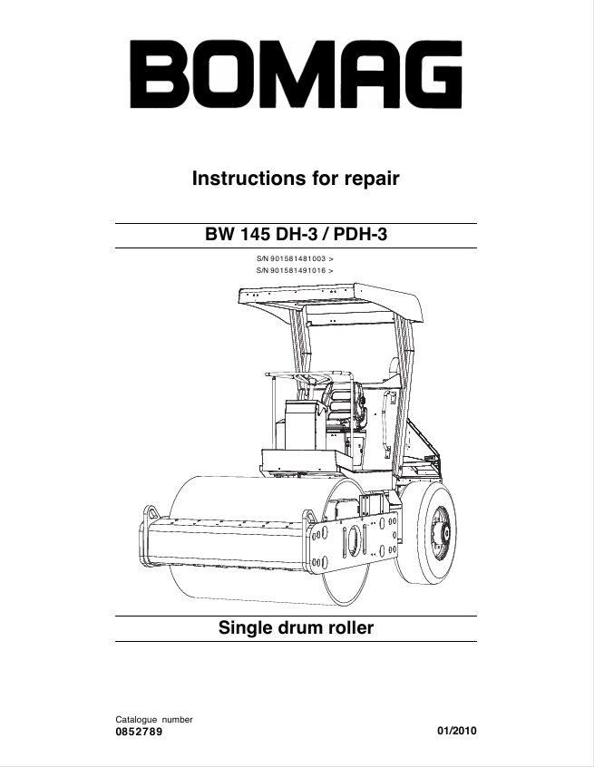 BOMAG BW 145 DH-3 PDH-3 Repair Manual 01-2010 PDF 0852789