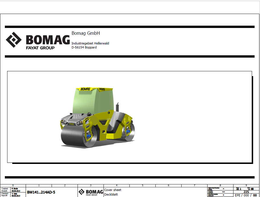 BOMAG BW 151 AC-5 Combination Roller Electric & Hydraulic Schematic Diagram Manual (SN: 101921061002 - 101921061034)
