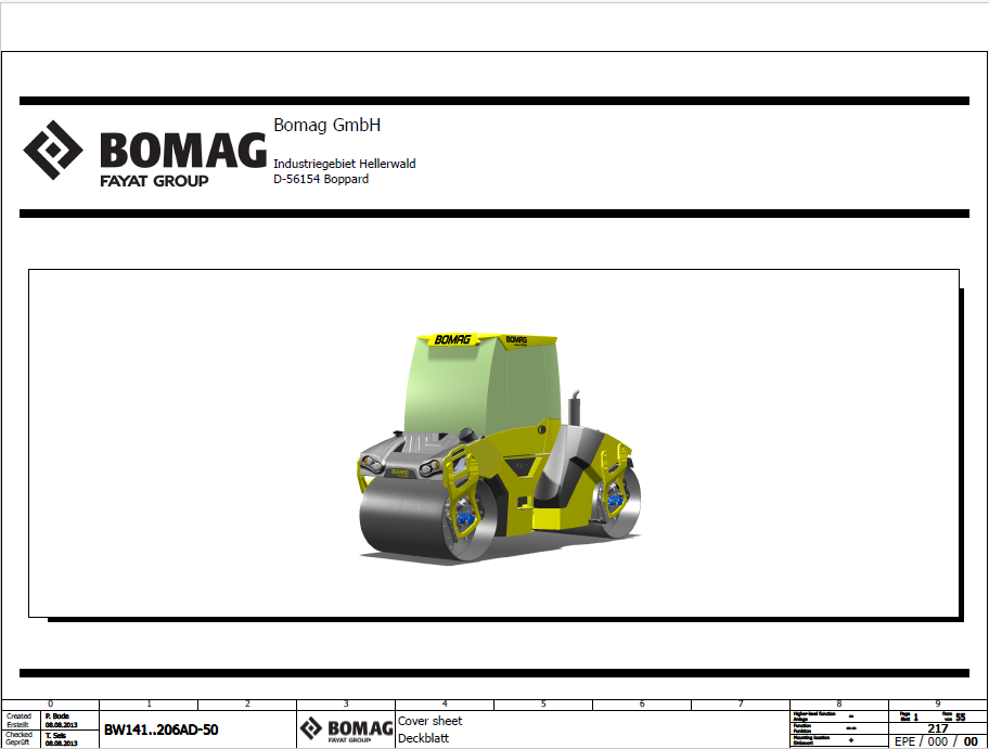 BOMAG BW 151 AD-50 Tandem Vibratory Roller Electric & Hydraulic Schematic Diagram Manual (SN: 101921091001-101921099999)