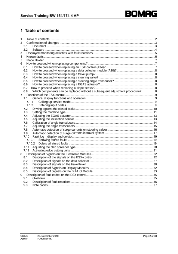 BOMAG BW 154 174 AP-4 2010 Electrics Training Manual PDF