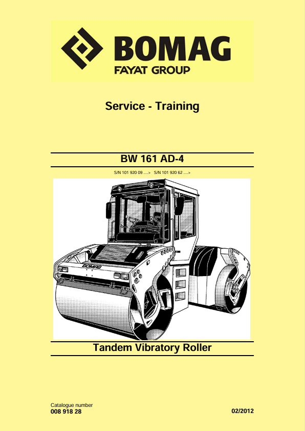 BOMAG BW 161 AD-4 Service Training Manual 00891828 | 02.2012