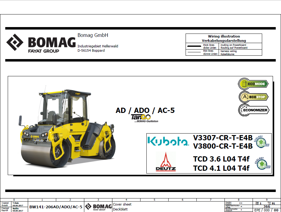 BOMAG BW 161 ADO-5 Tier4 Tandem Vibratory Roller Electric & Hydraulic Schematic Diagram Manual 101921571001–101921579999