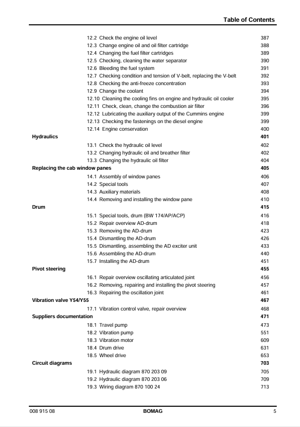 BOMAG BW 174ACP Maintenance & Service Manual 00891508 PDF