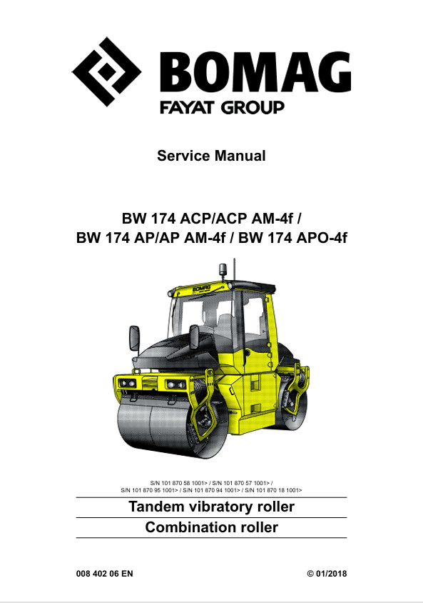 BOMAG BW 174 ACP Service Manual 00840206EN 01.2018 PDF