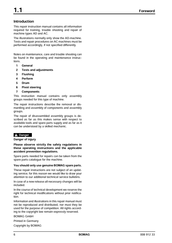BOMAG BW 174 AD Workshop Repair Instruction Manual PDF