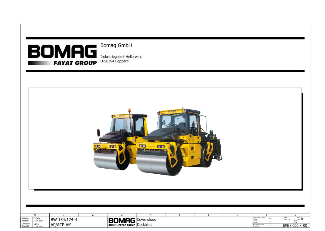 BOMAG BW 174 AP-4 ACP-AM Circuit Schematic Manual PDF
