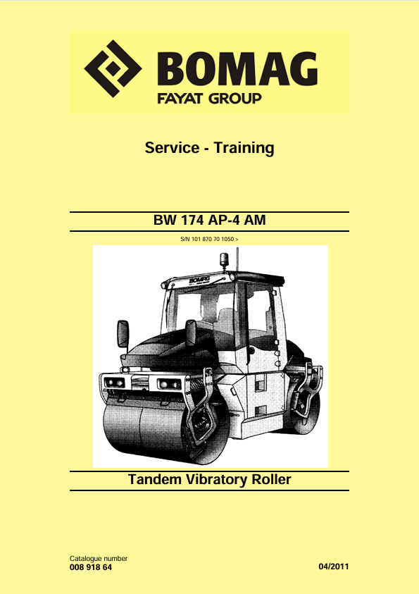 BOMAG BW 174 AP-4 AM Service Training Manual 00891864 PDF