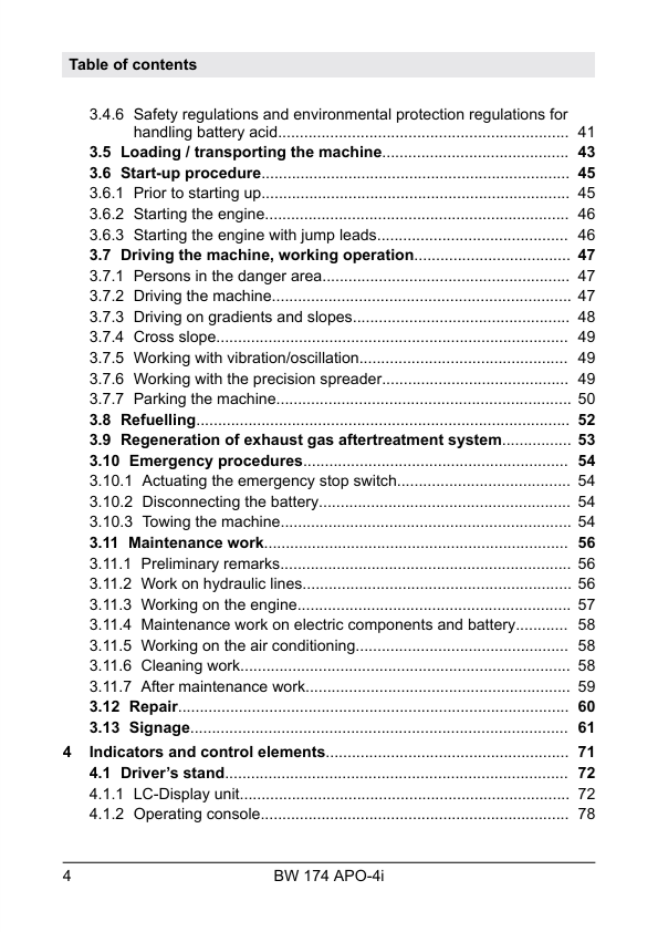 BOMAG BW 174 APO-4I Instruction & Maintenance Manual 00820287EN
