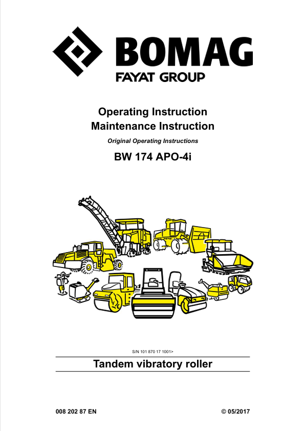 BOMAG BW 174 APO-4I Operating & Maintenance Manual PDF
