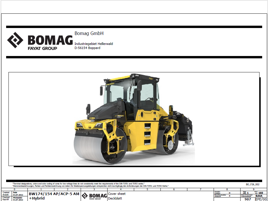 BOMAG BW 174 APO-5 Tandem Vibratory Roller Electric & Hydraulic Schematic Diagram Manual 101871141001–101871149999
