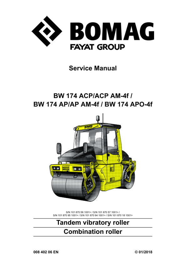 BOMAG BW 174 AP Combination Roller Service Manual PDF