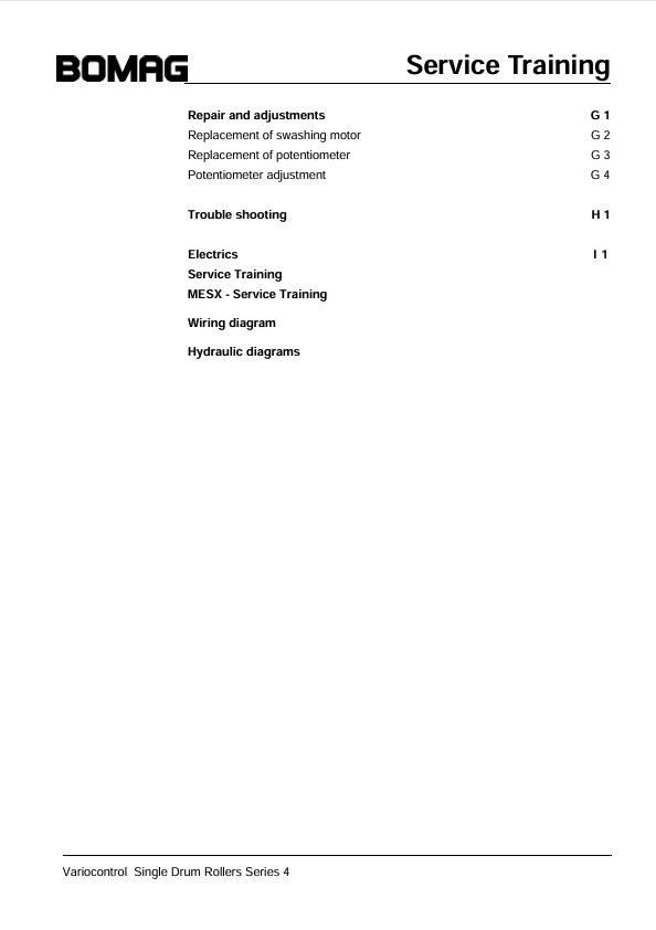 BOMAG BW 177 BVC Series 4 Training & Service Manual 00809994