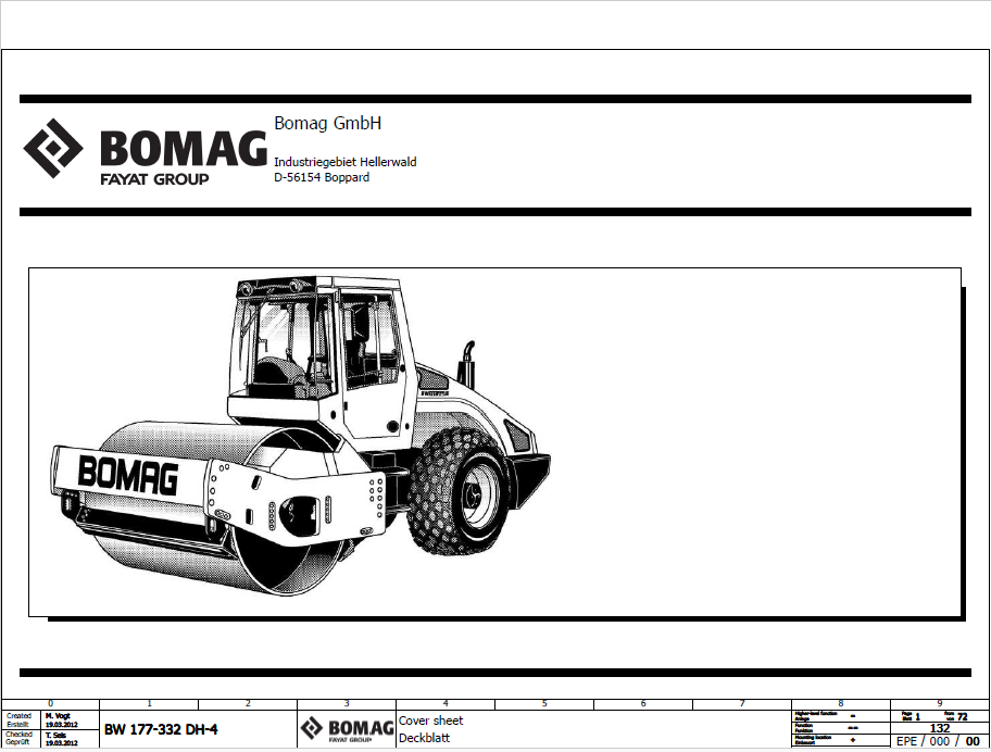 BOMAG BW 177 DH-4 Single Drum Vibratory Roller Electric Schematic Diagram Manual
