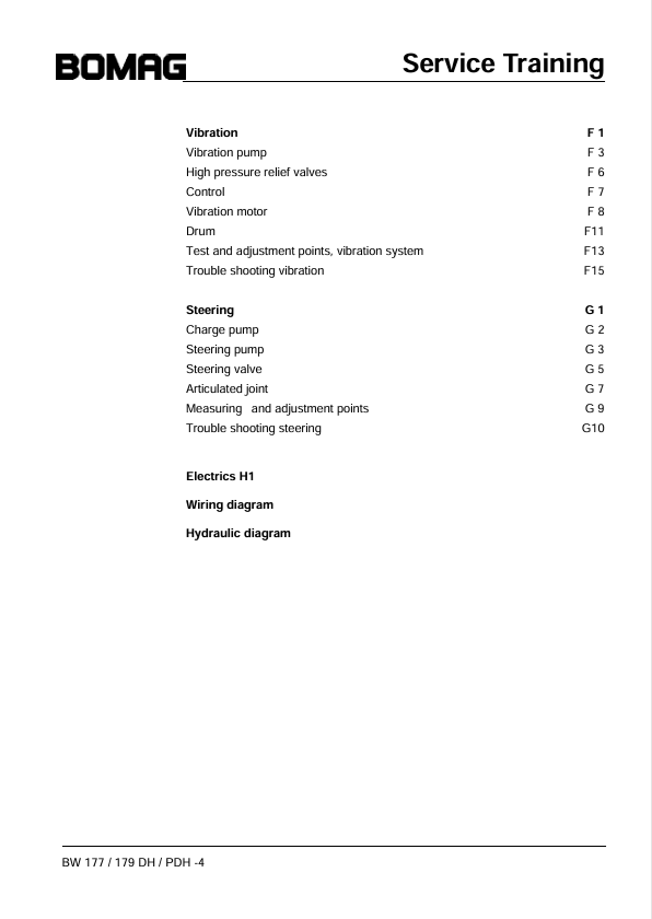 BOMAG BW 177 DH-4 Workshop Service Training Manual PDF