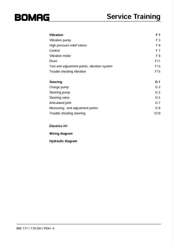 BOMAG BW 177 PDH-4 Workshop Service Training Manual PDF