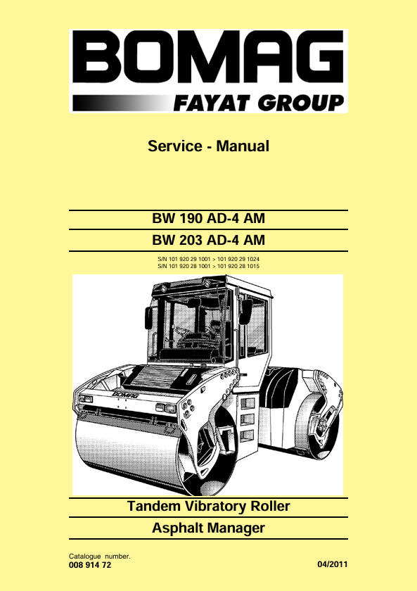 BOMAG BW 190 AD-4 Asphalt Manager Service Manual PDF 00891472