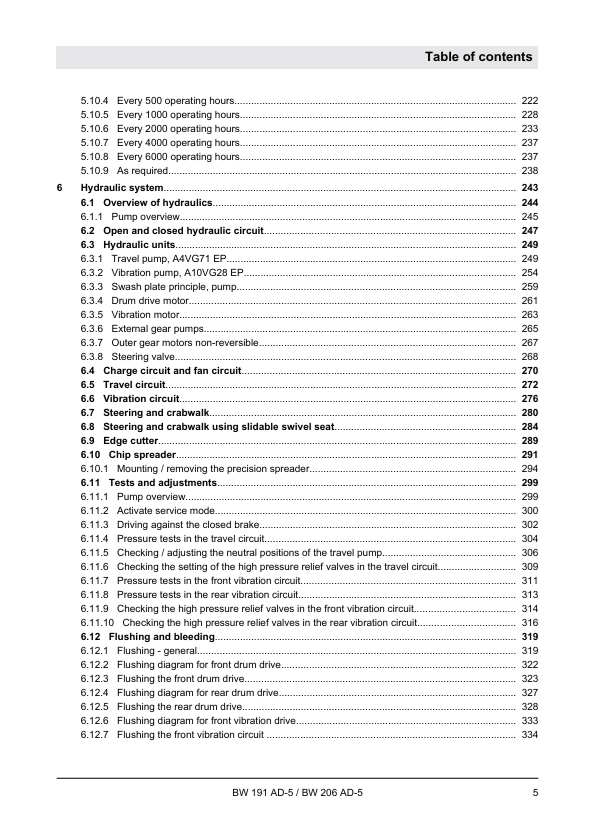 BOMAG BW 191 AD-5 BW 206 AD-5 Service Manual 00840101EN PDF
