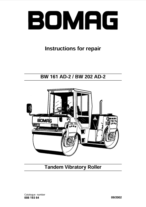 BOMAG BW 202 AD-2 Instruction Repair 00819364 2002 PDF