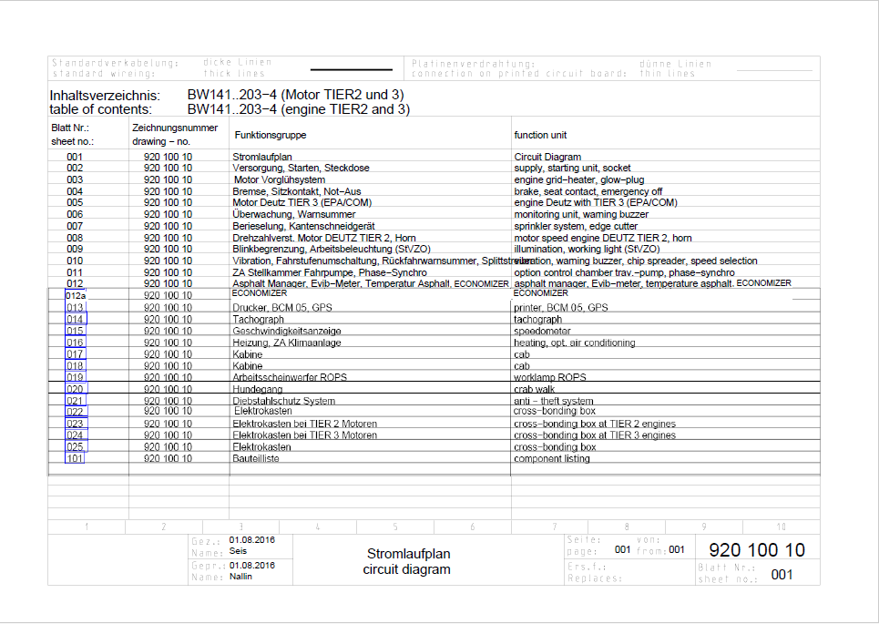 BOMAG BW 203 AD-4 AM Tandem Vibratory Roller Electric and Hydraulic Schematic Diagram Manual (S/N 861920831001 - 861920831070)