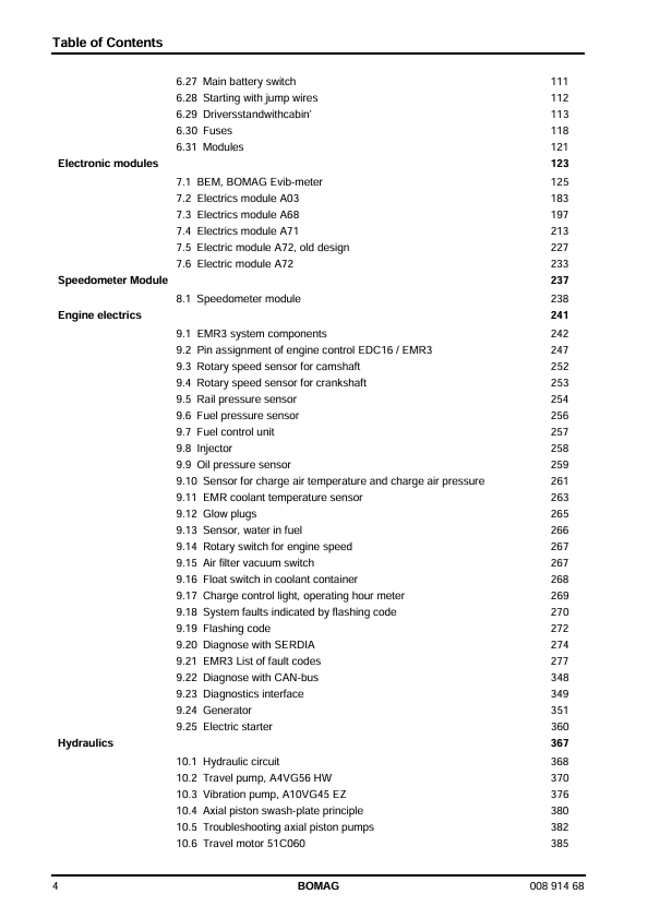 BOMAG BW 203 AD-4 Vibratory Roller Repair Manual 00891468 PDF