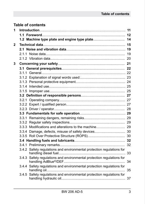 BOMAG BW 206 AD-5 Operating & Maintenance Instruction Manual PDF