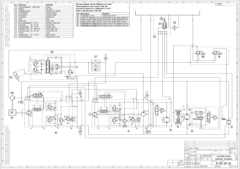 BOMAG BW 211 D-3 Single Drum Vibratory Roller Electric & Hydraulic Schematic Diagram Manual (S/N: 101580851002-101580851626)