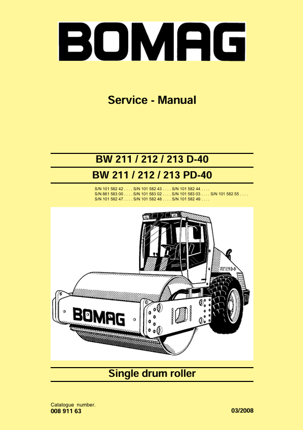 BOMAG BW 211 D-40/PD-40 Service Manual 03-2008 PDF