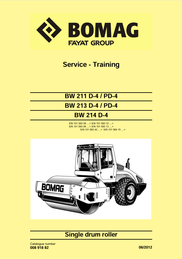 BOMAG BW 211 D-4, PD-4 Service Training Manual 00891882 PDF