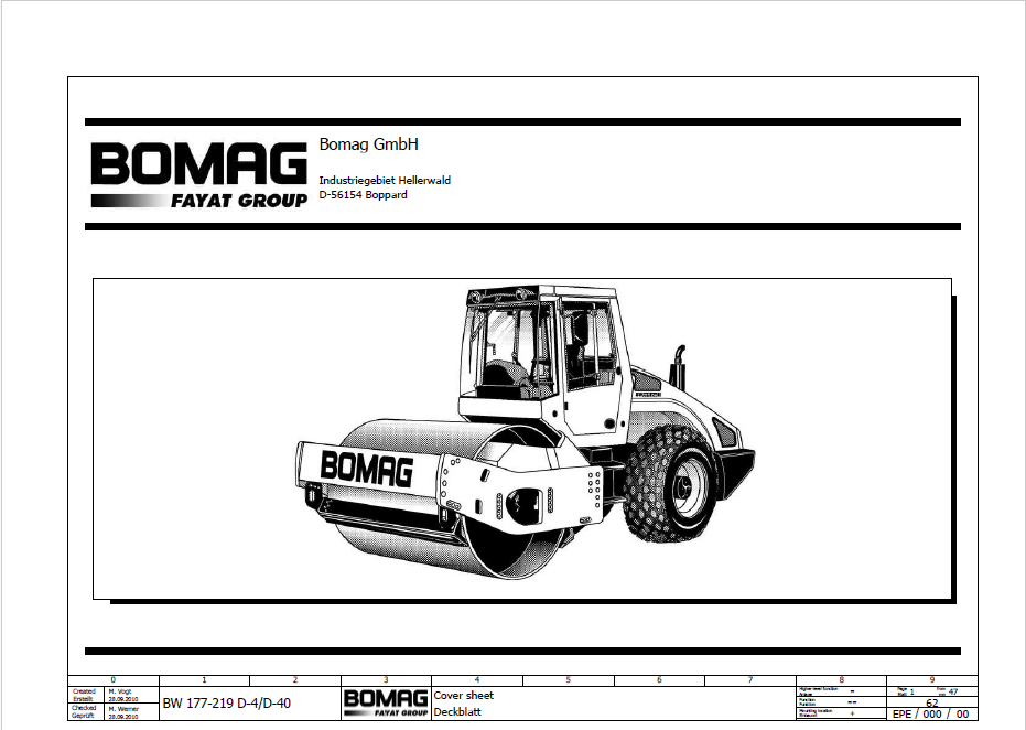 BOMAG BW 211 D-4 Single Drum Vibratory Roller Electric and Hydraulic Schematic Diagram Manual (101583091667 - 101583091827)