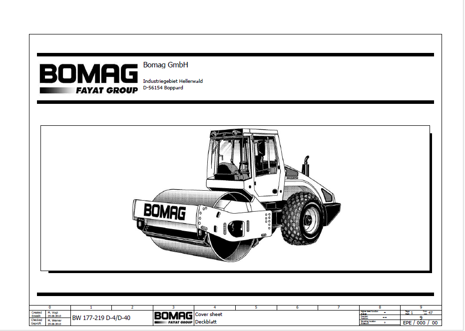 BOMAG BW 211 D-4 Single Drum Vibratory Roller Electric and Hydraulic Schematic Diagram Manual (SN: 101583091001 - 101583091666)